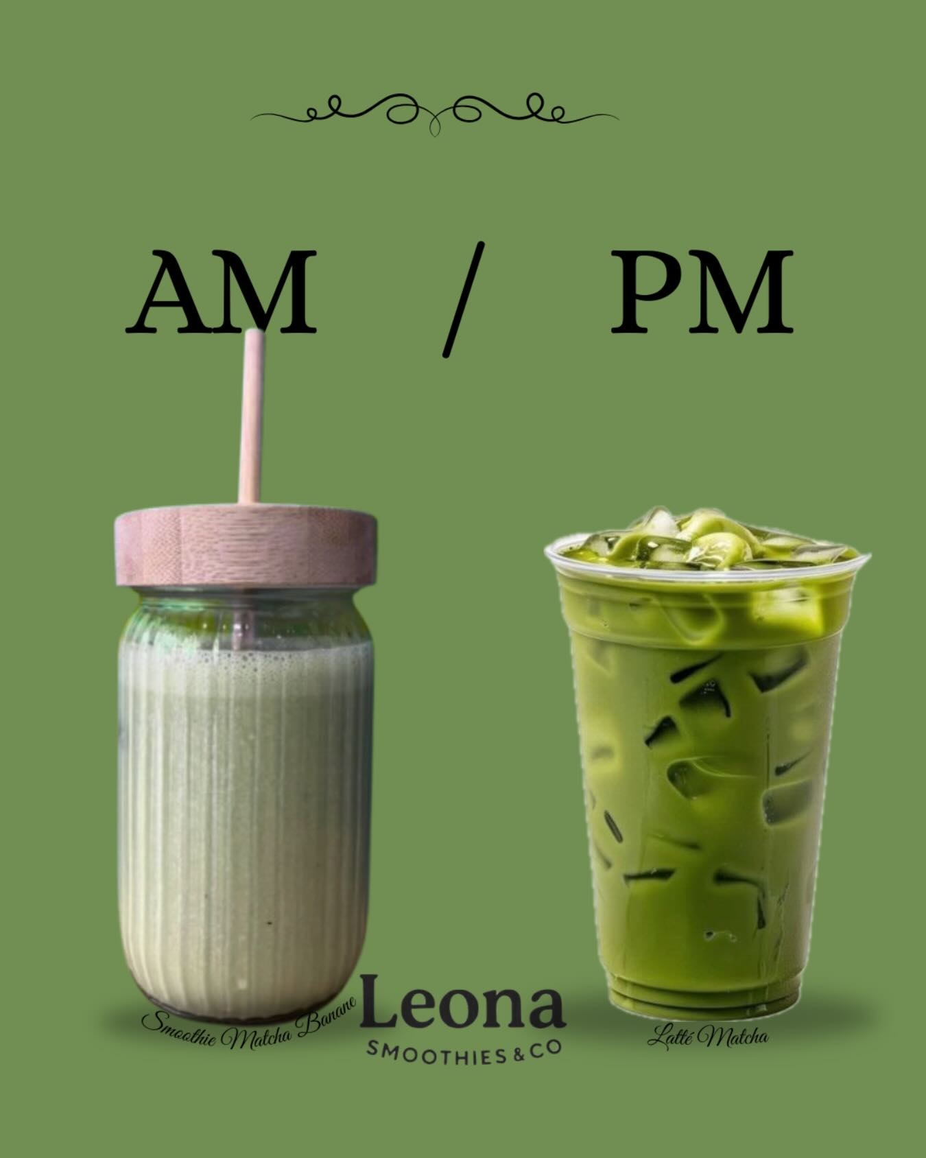 Smoothie matcha banane et latté matcha de Leona Cannes