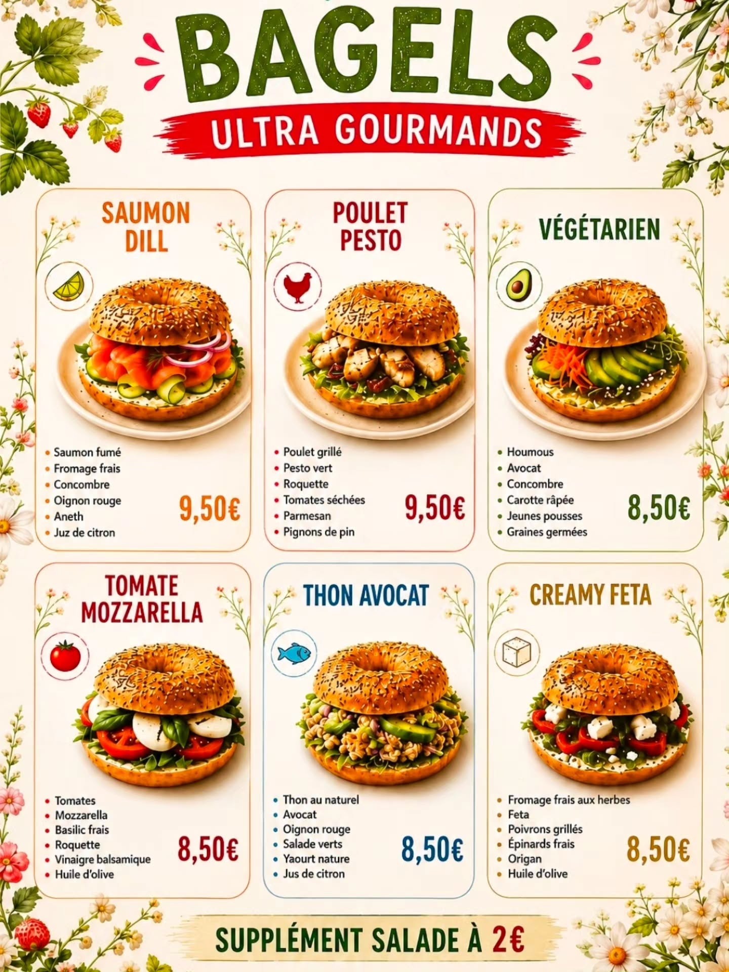 Affiche des six bagels ultra gourmands de Leona Cannes