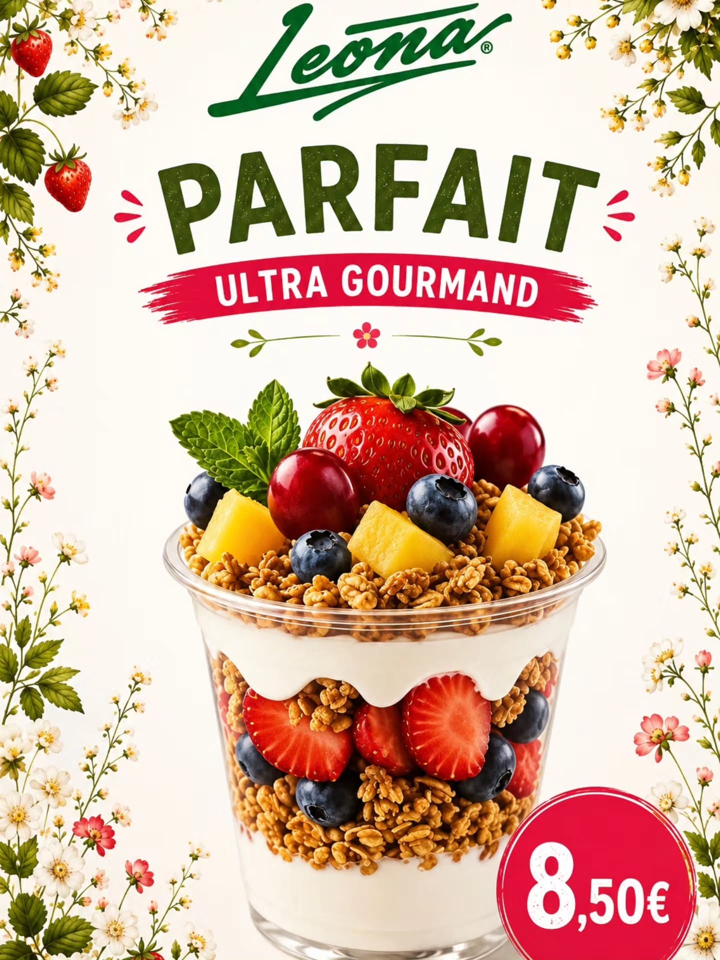 Affiche du parfait ultra gourmand de Leona aux fruits frais et granola