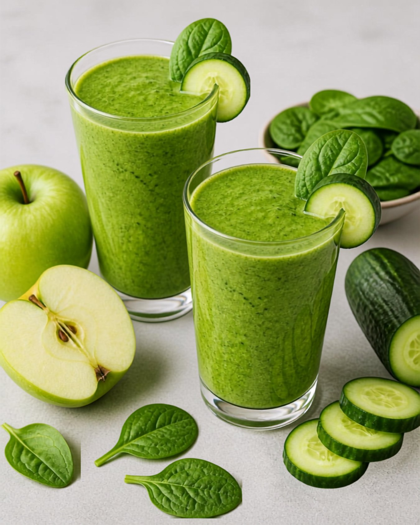 Smoothie détox vert pomme, concombre et épinards chez Leona Cannes